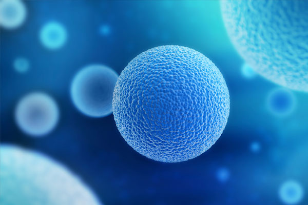 flow of microorganisms in blue abstract background